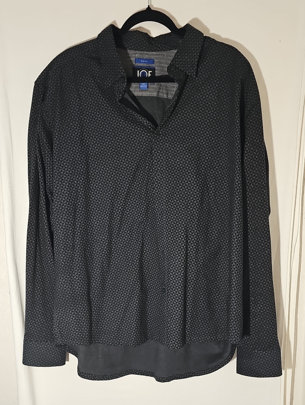 Joe Fresh Men's Black Micro-Pattern Dress Shirt